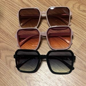 Stylish Women's Sunglasses Set - Black, Pink, Tan